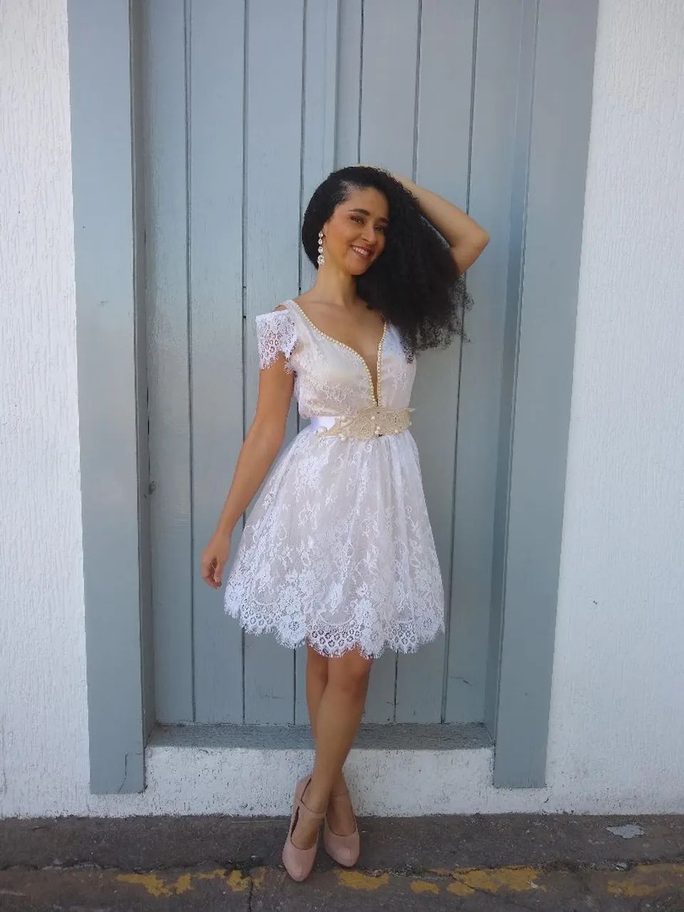 Bello Vestido Vestido Para Casamento No Civil Comprar Noiva No