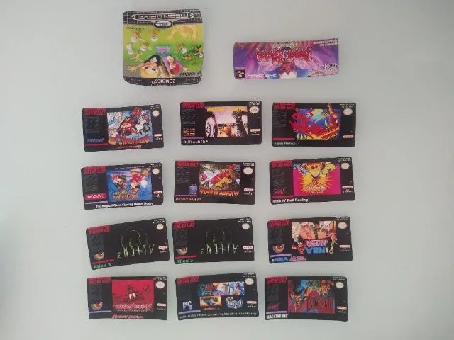 lote com diversas labels frontais e traseiras para cartuchos de n64, snes, mega drive - Foto 2