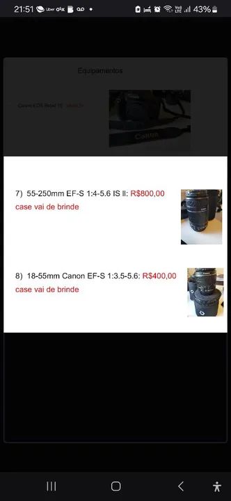 Kit Cânon Rabel t6 com 2 lentes, cases,  câmera e mochila - Foto 6