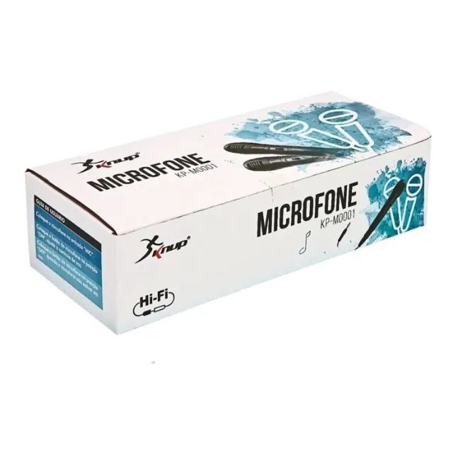 Microfone Com fio P10 2m Profissional Hi-Fi Palestras Karaokê KP-M0001 - Knup Loja Coimbra - Foto 3