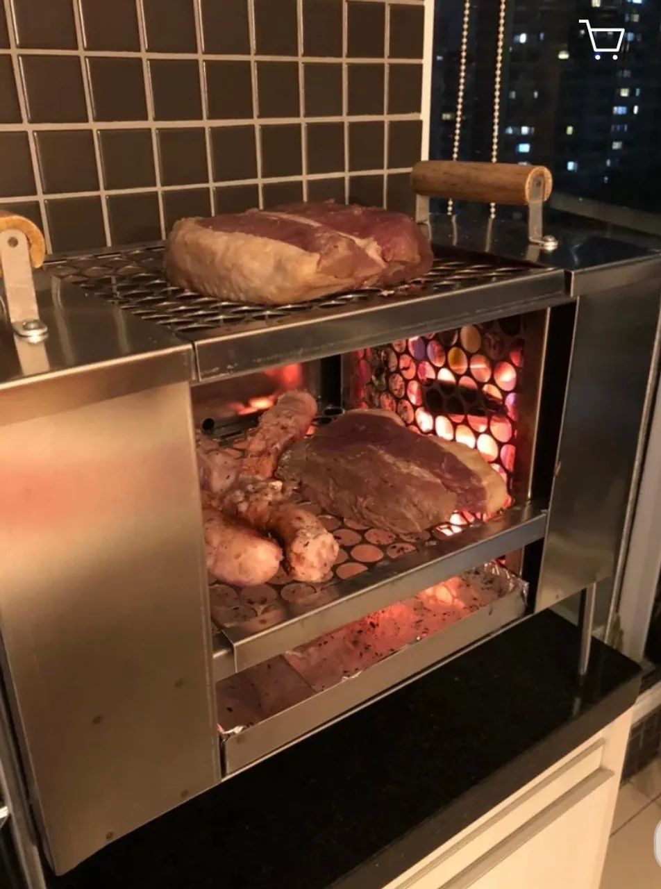 Churrasqueira para apartamento ou casa sem ecológica aço inox grelha incluso fumaça - Foto 4