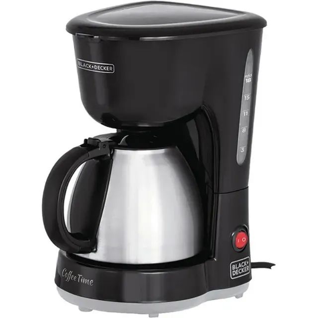 Cafeteira Elétrica 18 Xícaras Black & Decker CM15 com Jarra Inox Preta e Prata 220V