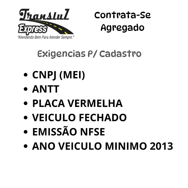 Cadastro de Agregado Utilitários