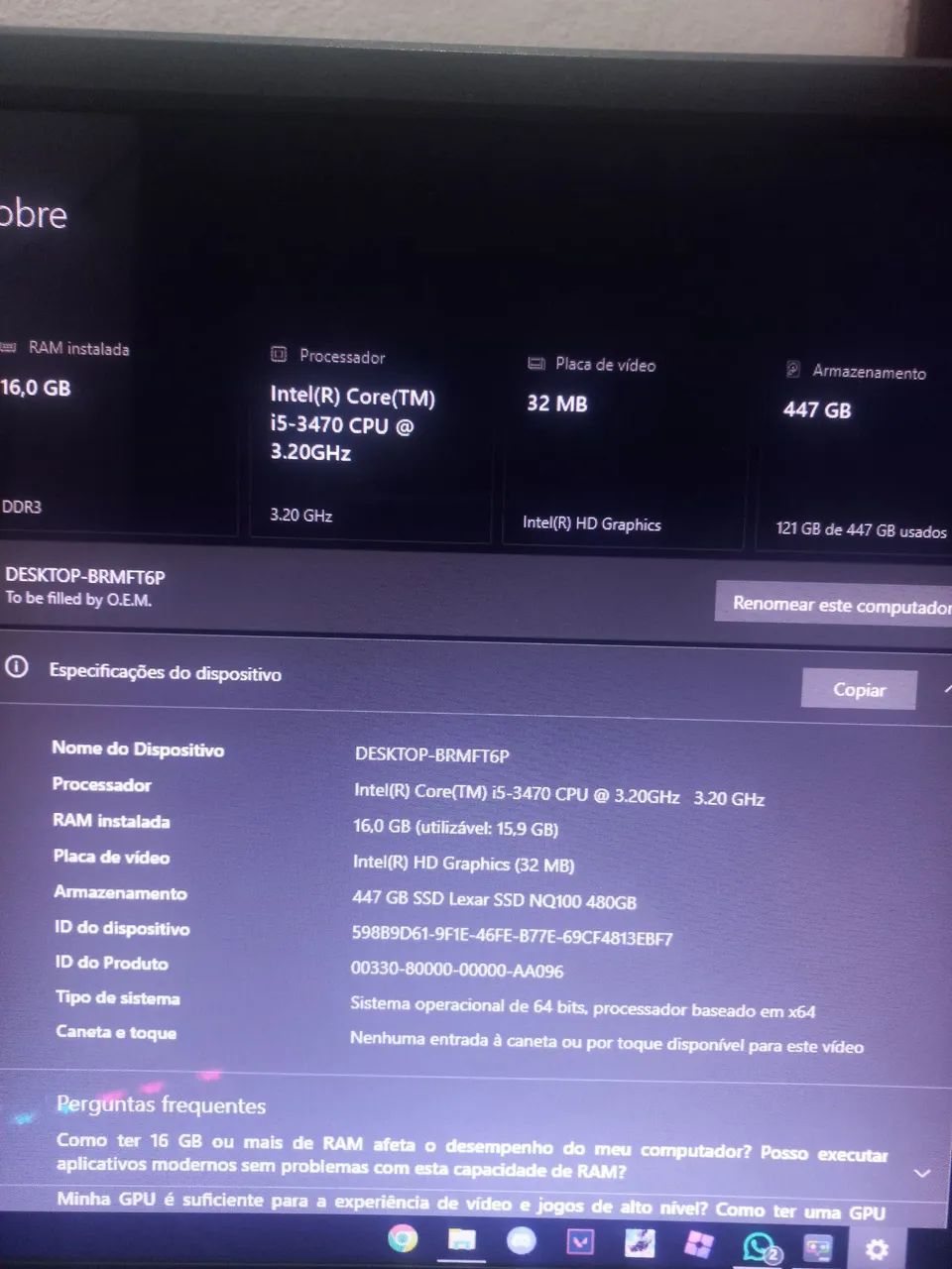 Pc gamer de entrada gabinete aquario64842048413058123