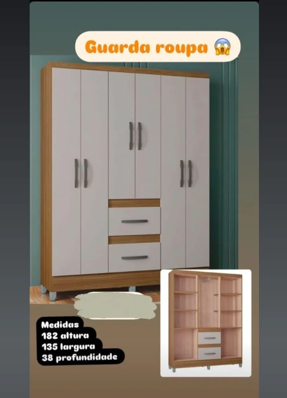 Guarda-roupa casal com montagem e entrega grátis