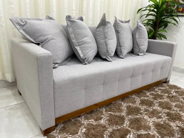 Sofá Cama Casal 4 Lugares e 5 Almofadas Feeling 210cm- Produto Novo Entrega Rápida - Foto 4