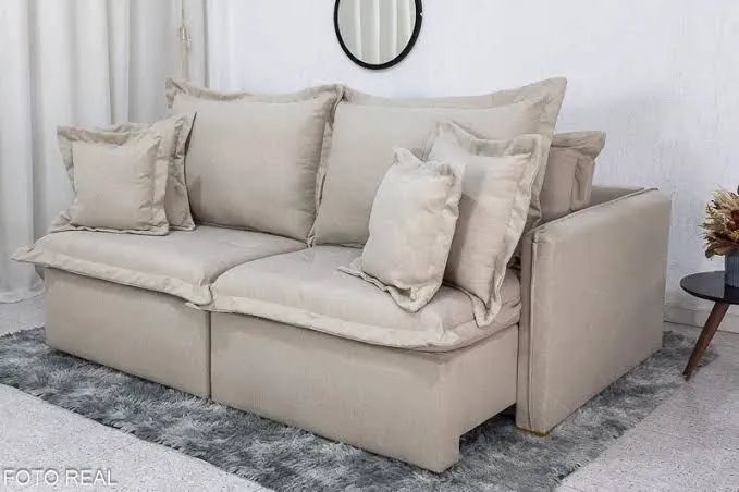 Sofá Cama Bélgica no Linho Bege  - Foto 2