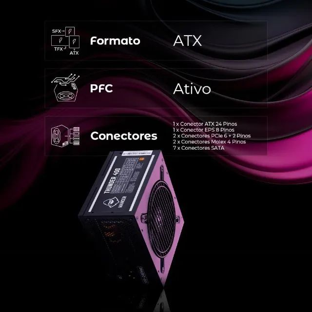 Fonte Atx Mancer 400w real 80plus - Foto 4