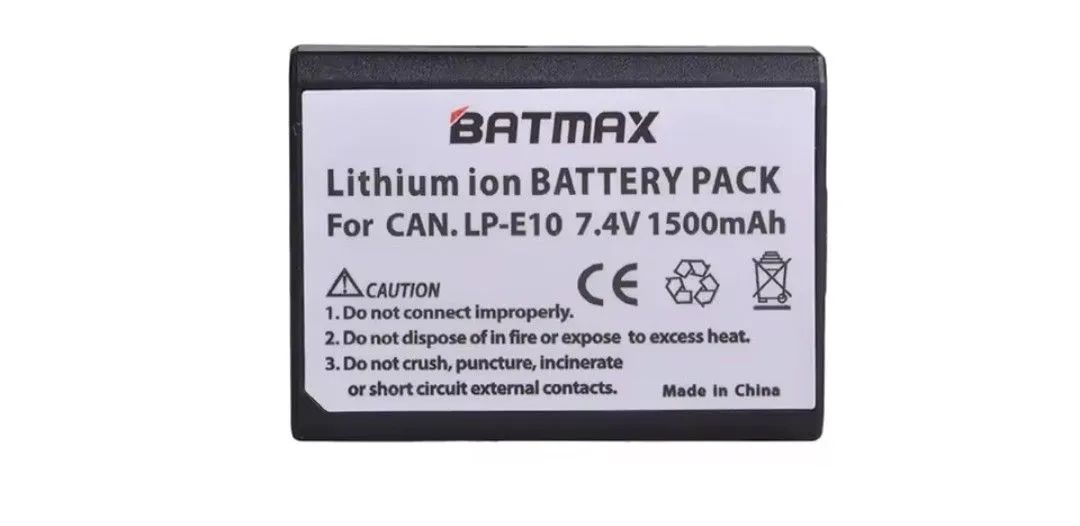 Bateria Batmax Lp-E10 1500 Mah Câmeras Canon  Dos Rebel T3 T6 T7 3000D Kiss X50 X80 4009D
