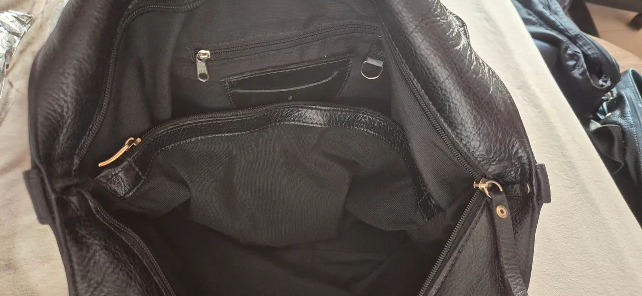 Bolsa grande de COURO - PRETA - Foto 5