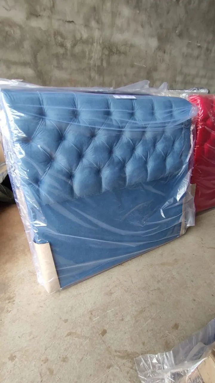 Cabeceira de Cama Box King - Azul - Luxo e Conforto!