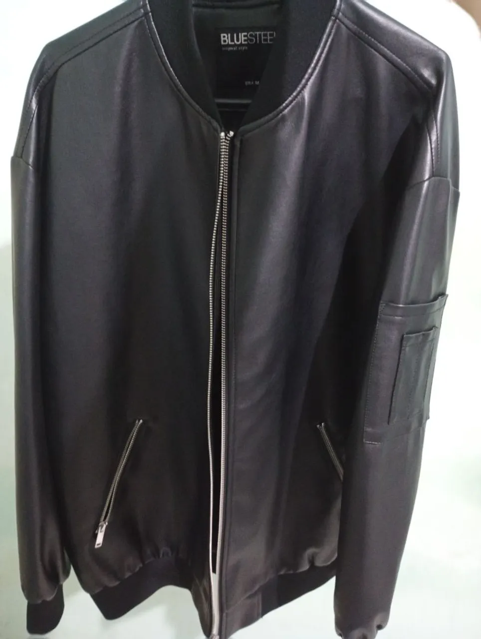 Jaqueta Motorcycle de Couro Preta - BLUESTEEL