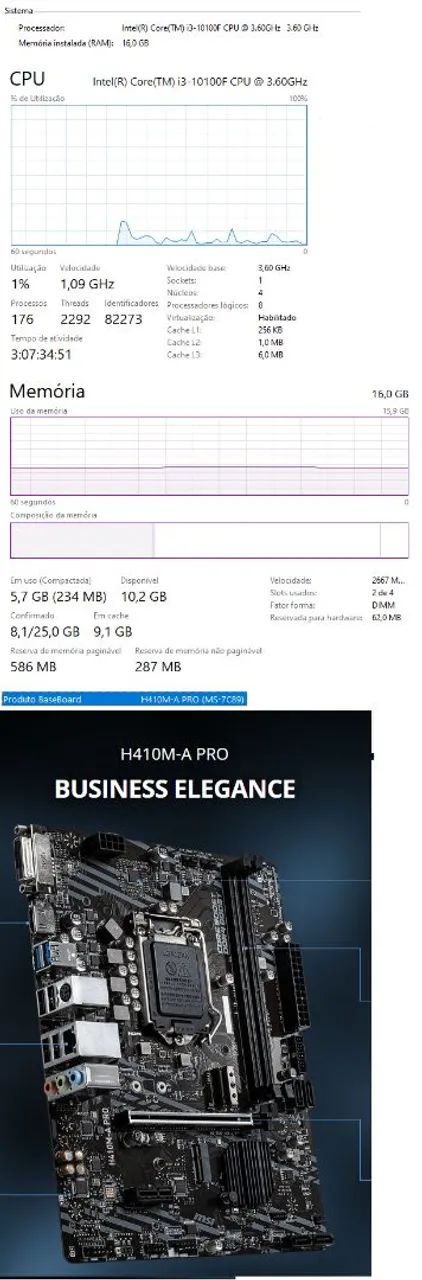 Kit i3 10100f + 16gb RAM + Placa mãe  - Foto 2