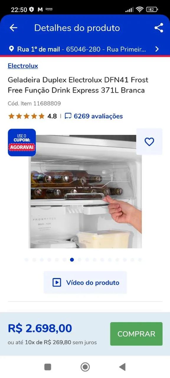 Geladeira Duplex Electrolux DFN41 Frost Free Função Drink Express 371L Branca