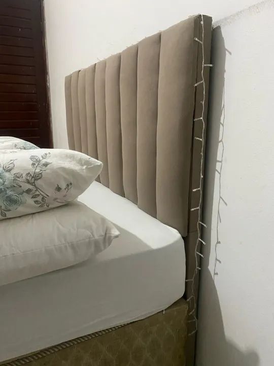 Cabeceira de Cama em Suede Bege - Foto 4
