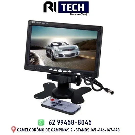 Tela Monitor 7 Polegadas Lcd Colorido Entrada Av C/ Controle Camera de Segurança