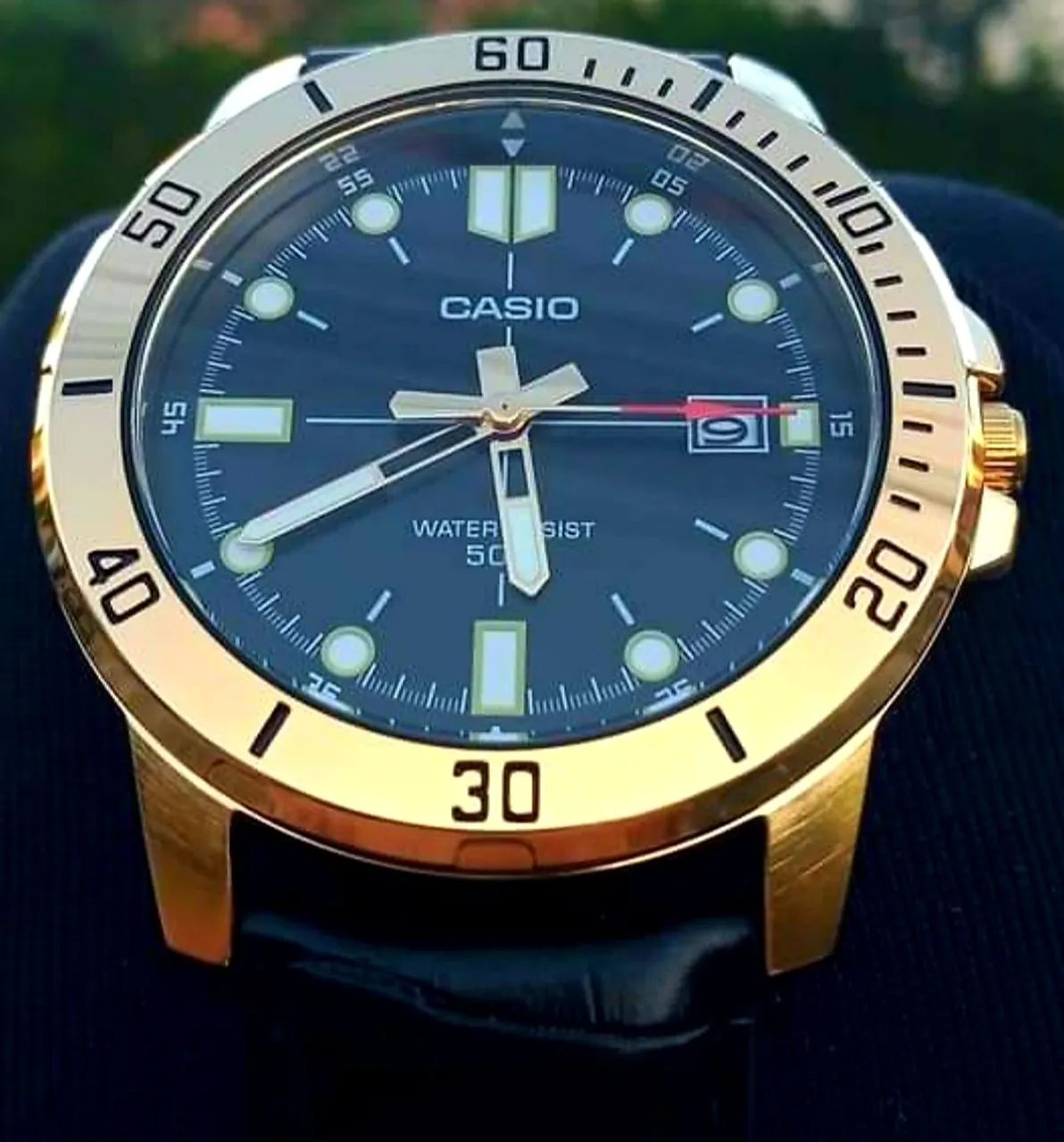 Relógio Casio Masculino Couro MTP-VD01GL-1EV - Foto 2
