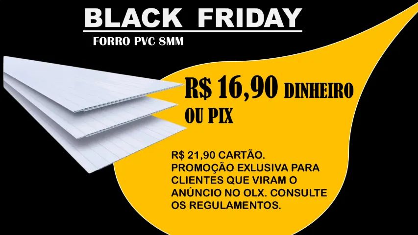 Forro PVC 20cmx6mx8mm Branco M2 R$ 16,90 Dinheiro ou PIX