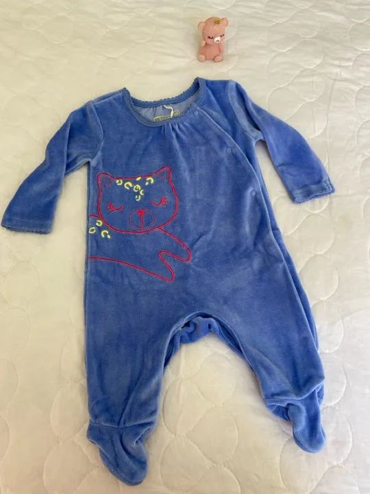 Macacão de Veludo para Bebê - Gatinha
