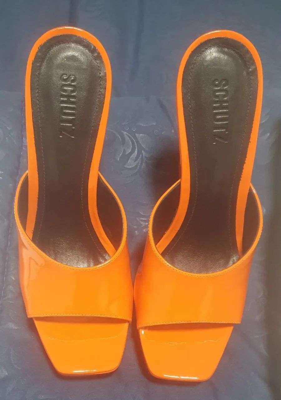 sapato mule plataforma laranja schutz new wedge - Foto 2