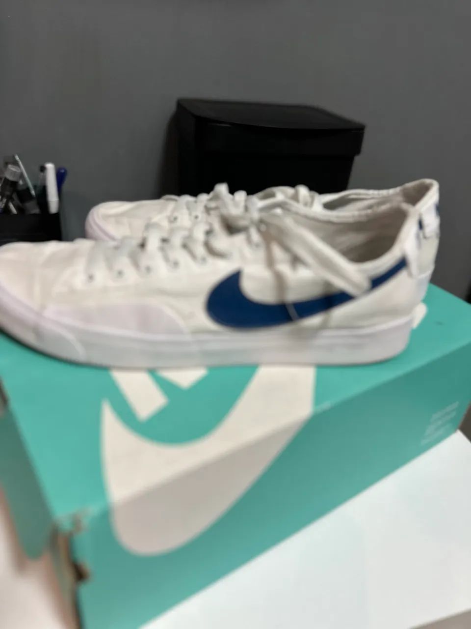 Tênis Nike SB Branco com Swoosh Azul - Original - Excelente Estado - Foto 2