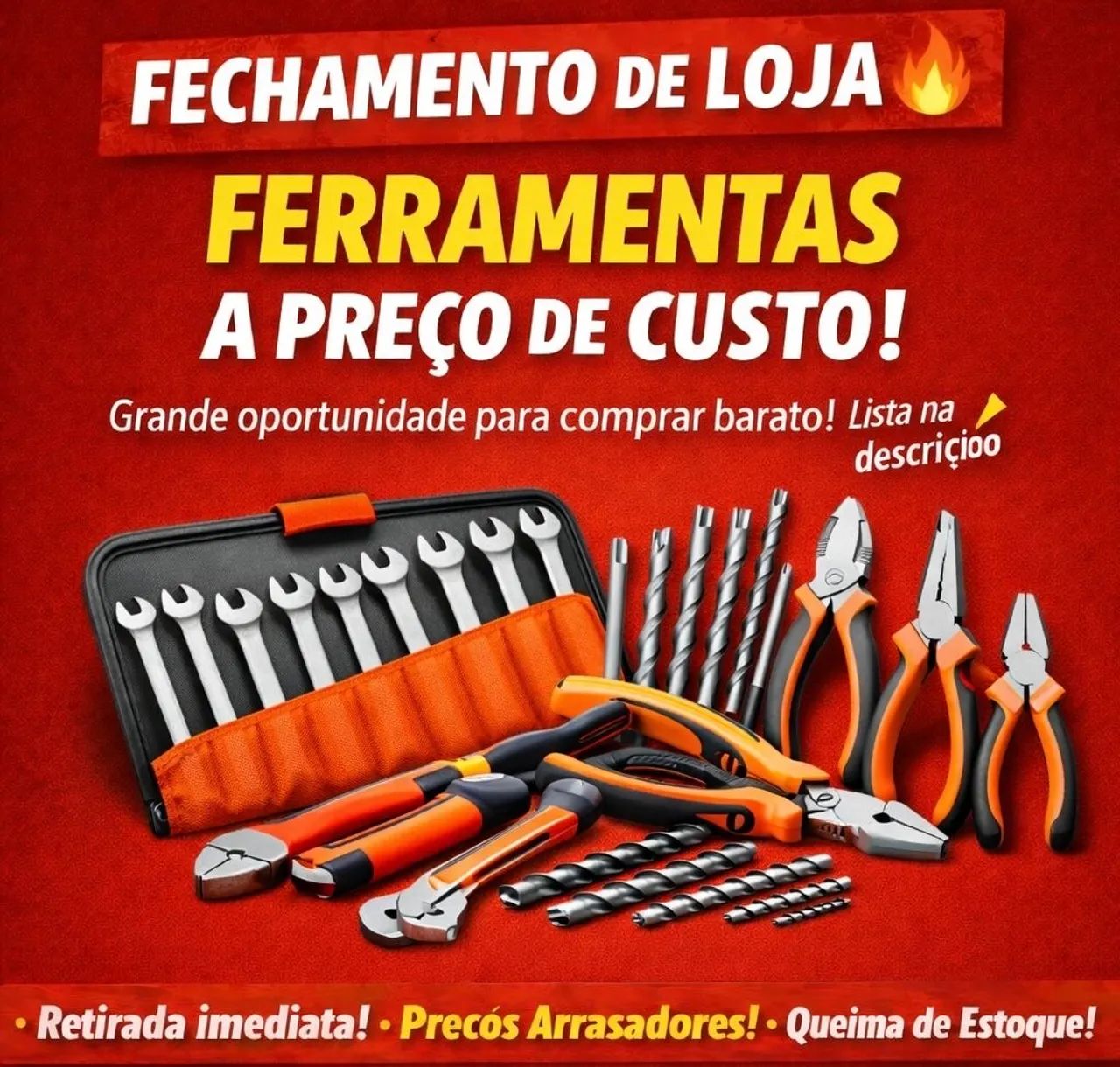 Caixa fechada - ferramentas - preço de custo