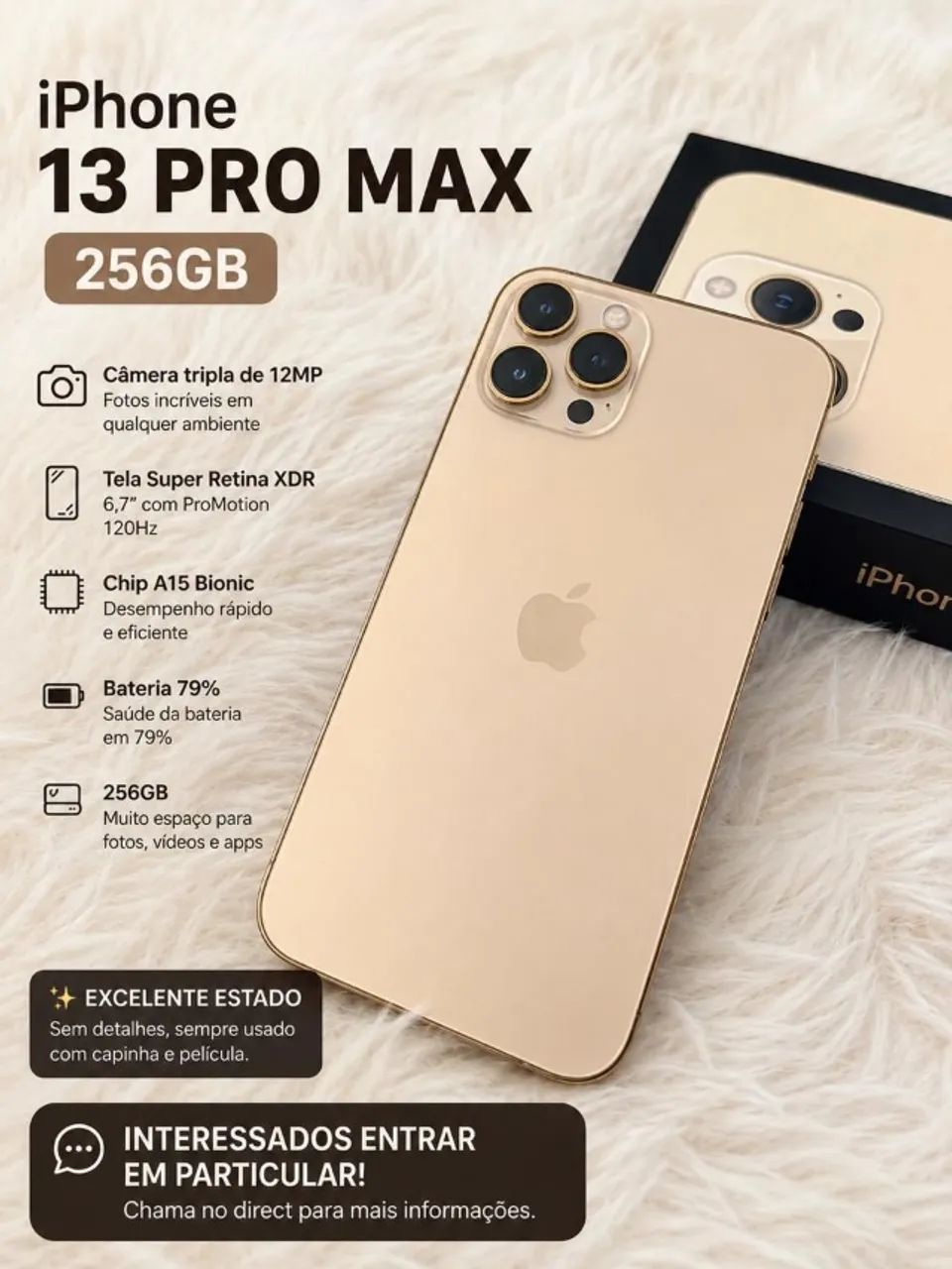 iPhone 13 Pro Max 256GB ? Dourado - Celulares e Smartphones