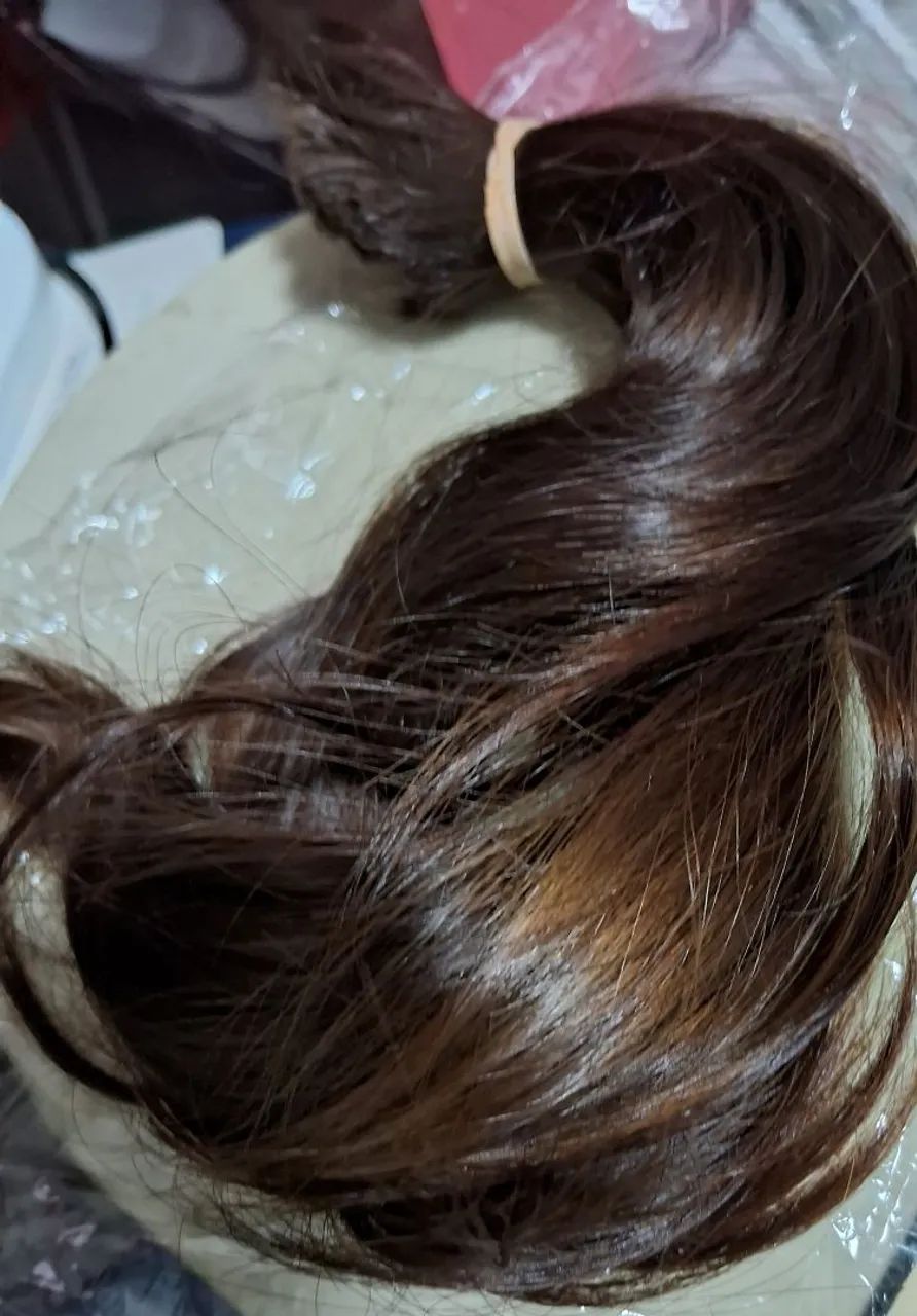 Cabelo humano natural castanho mecha 25cm - Foto 2