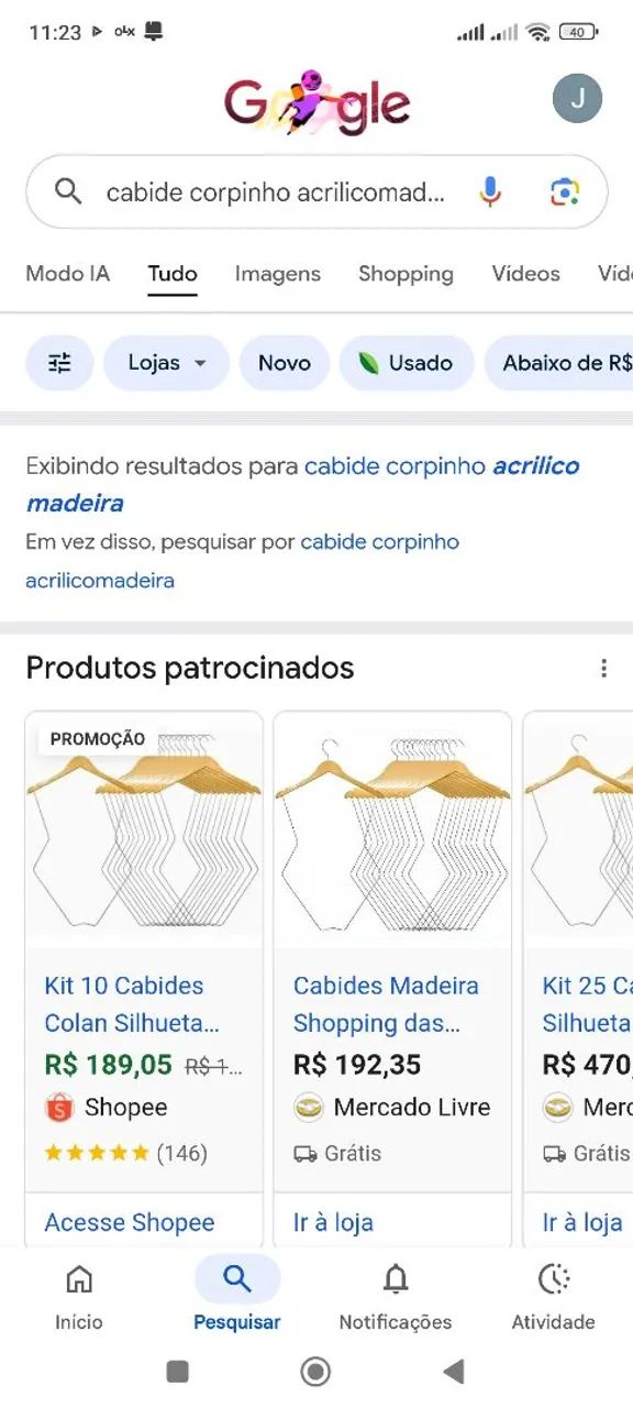 70 cabides corpinho madeira/metal - Foto 2