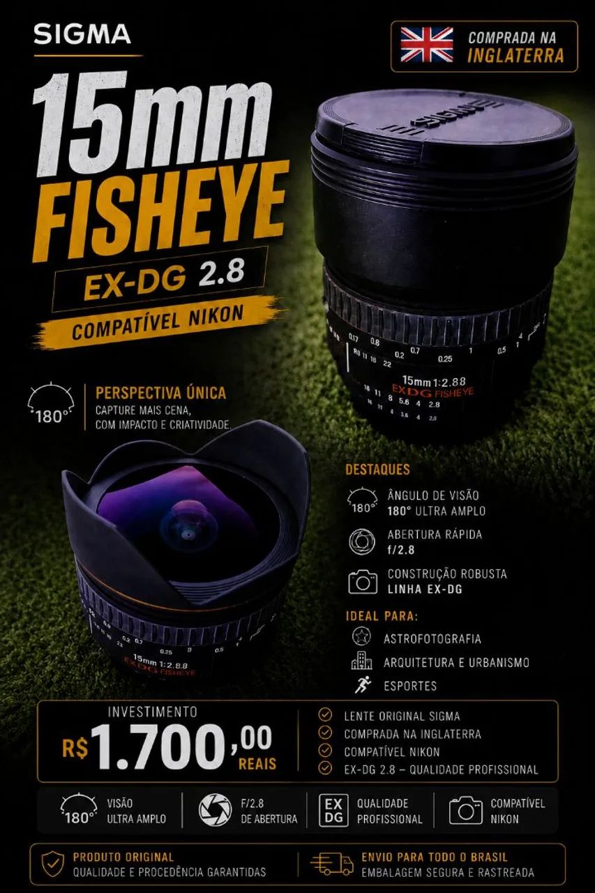 SIGMA 15MM 2.8 FISHEYE EX-DG NIKON - Acessórios para Câmeras e