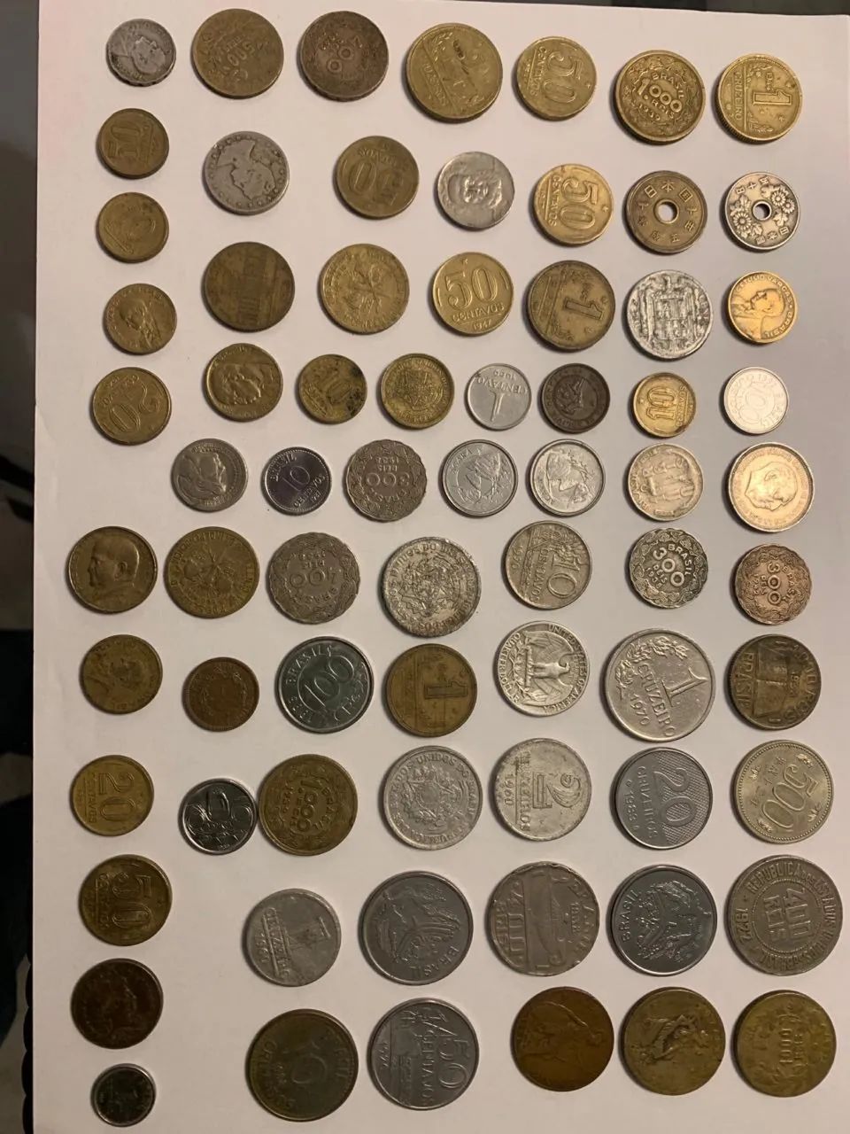 Coleção de cédulas antigas e moedas diversas 