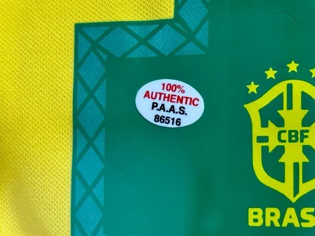 Camisa Autografada Pelé Seleção Brasileira Celebração Copa 70 Nike - Foto 4