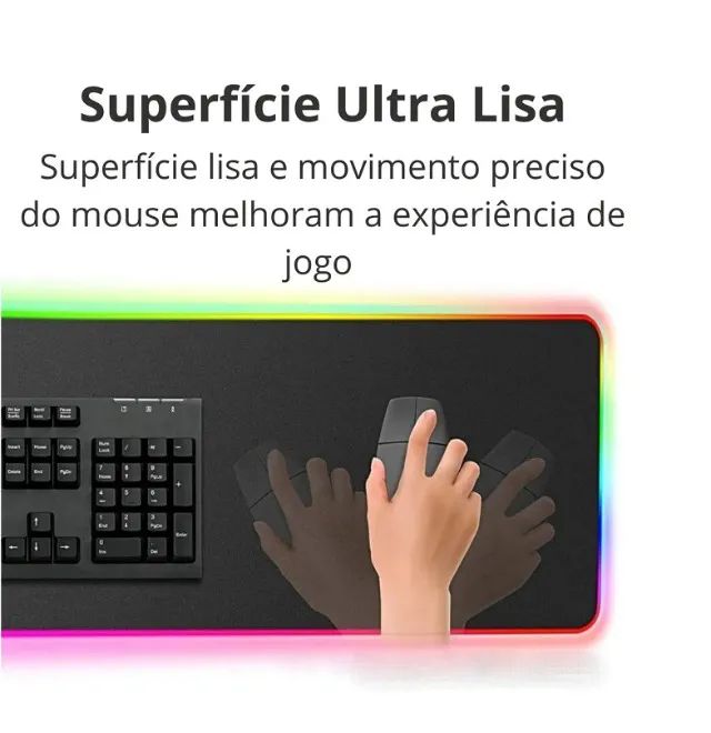 Mouse Pad Gamer Grande Led RGB 80x30cm  B-max - Foto 3