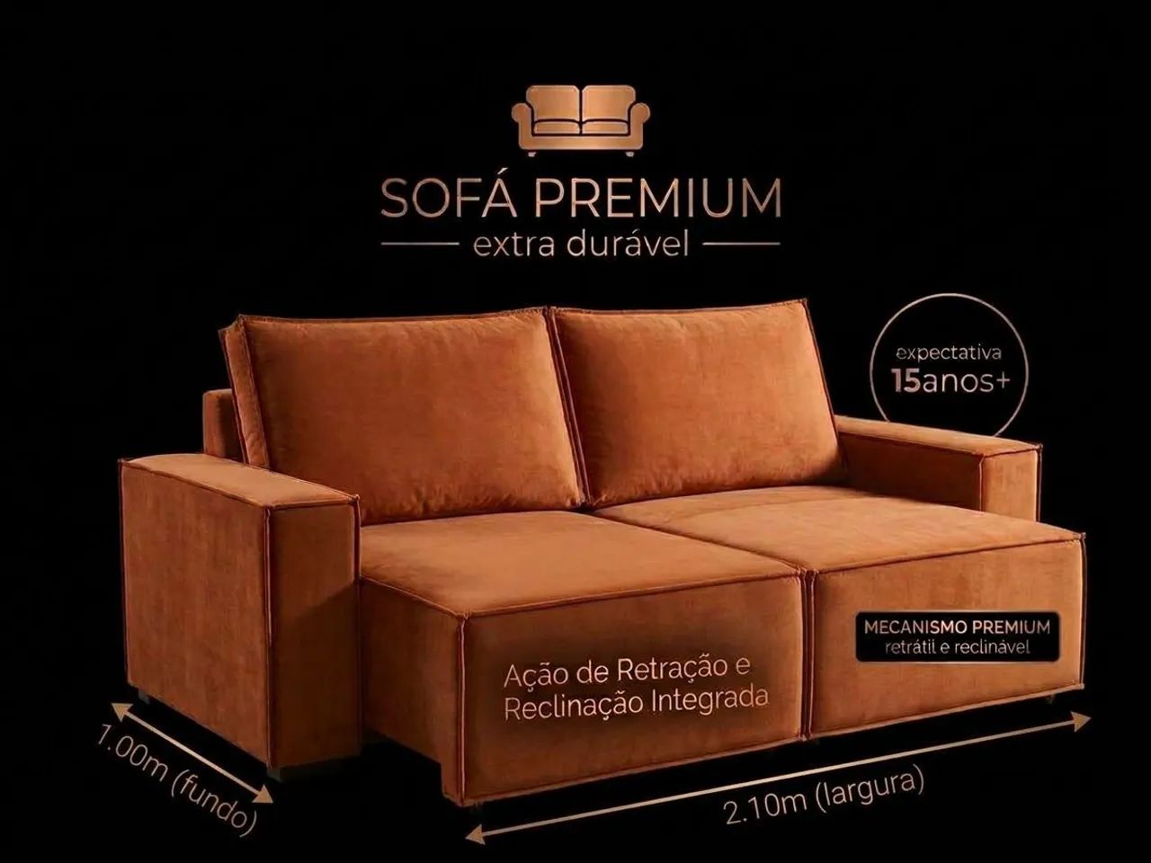 Sofá retrátil extra durável premium várias cores - Foto 3