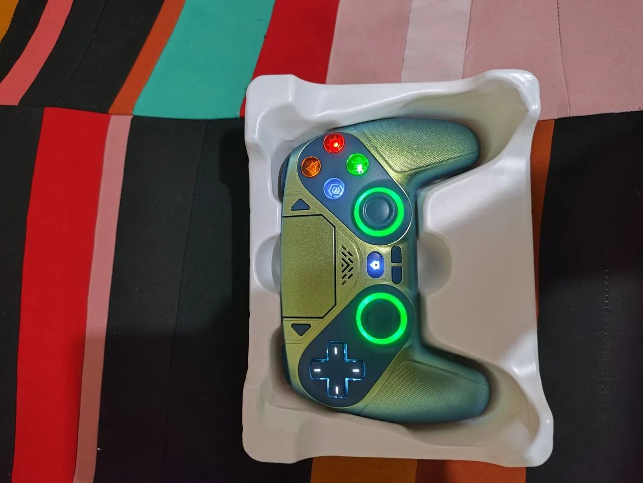 CONTROLE PS5 VERDE RGB - Foto 3