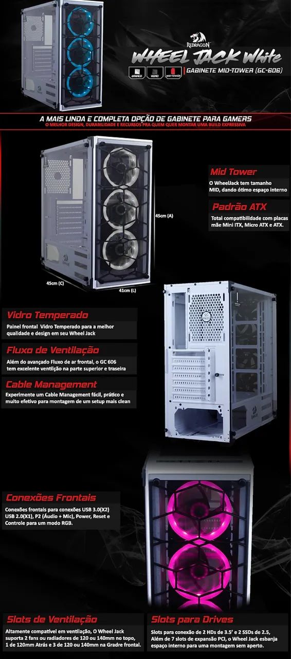 Gabinete Wheel Jack Red Dragon - Foto 4