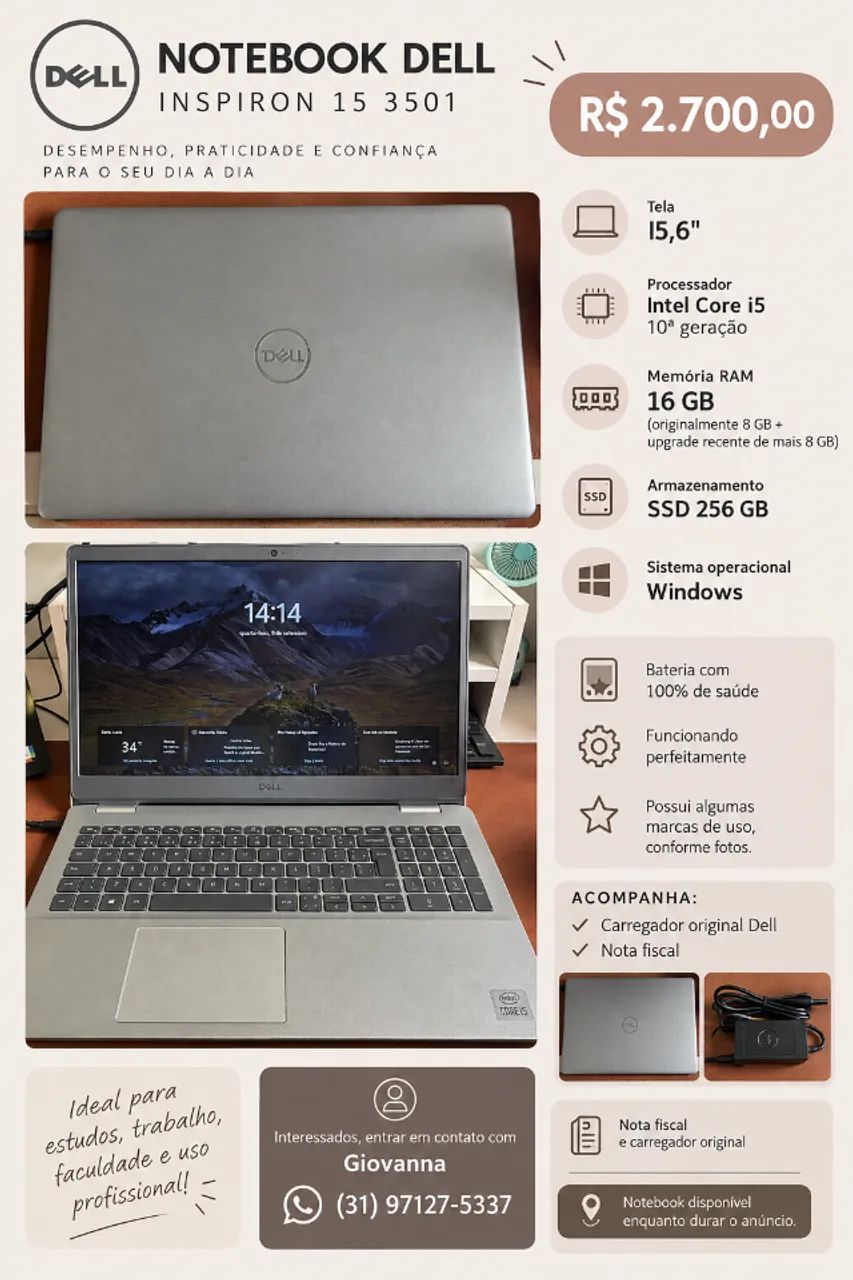 Notebook Dell em ótimo estado de conservação - Foto 3