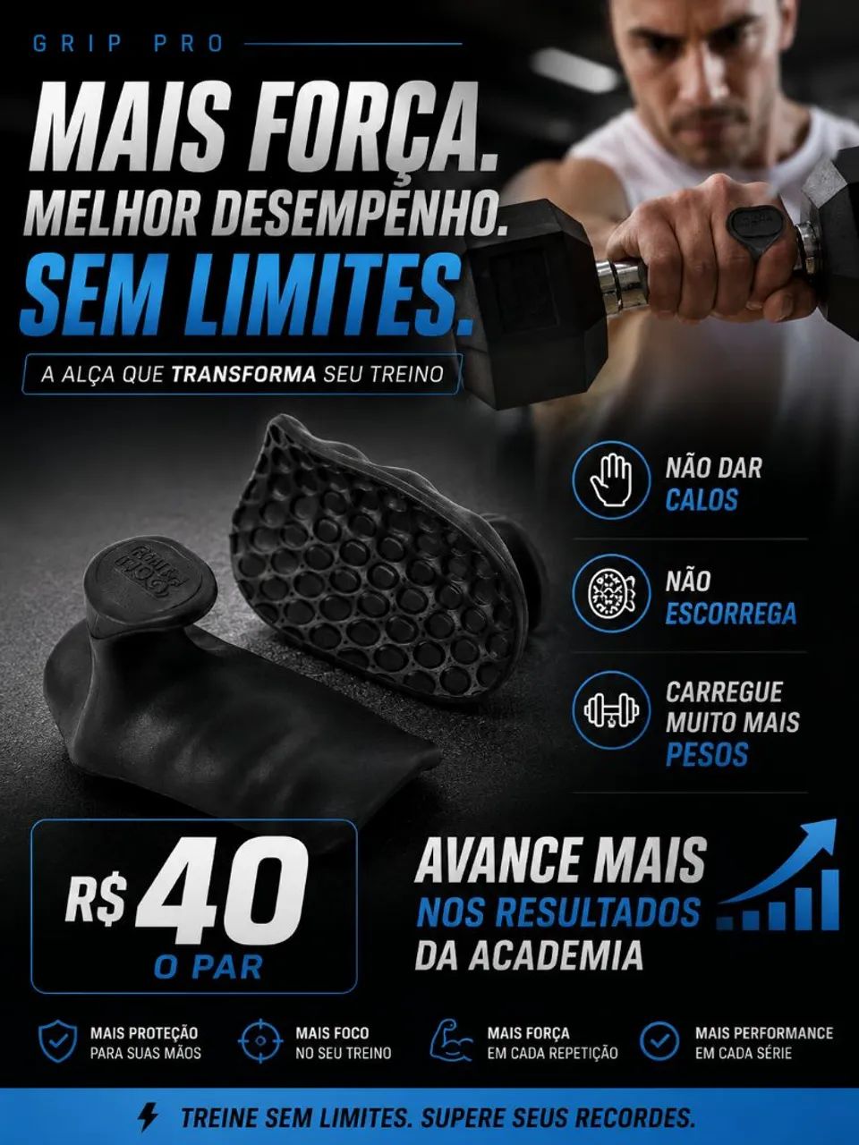 Luvas de academia de silicone proteção para calos - Foto 5