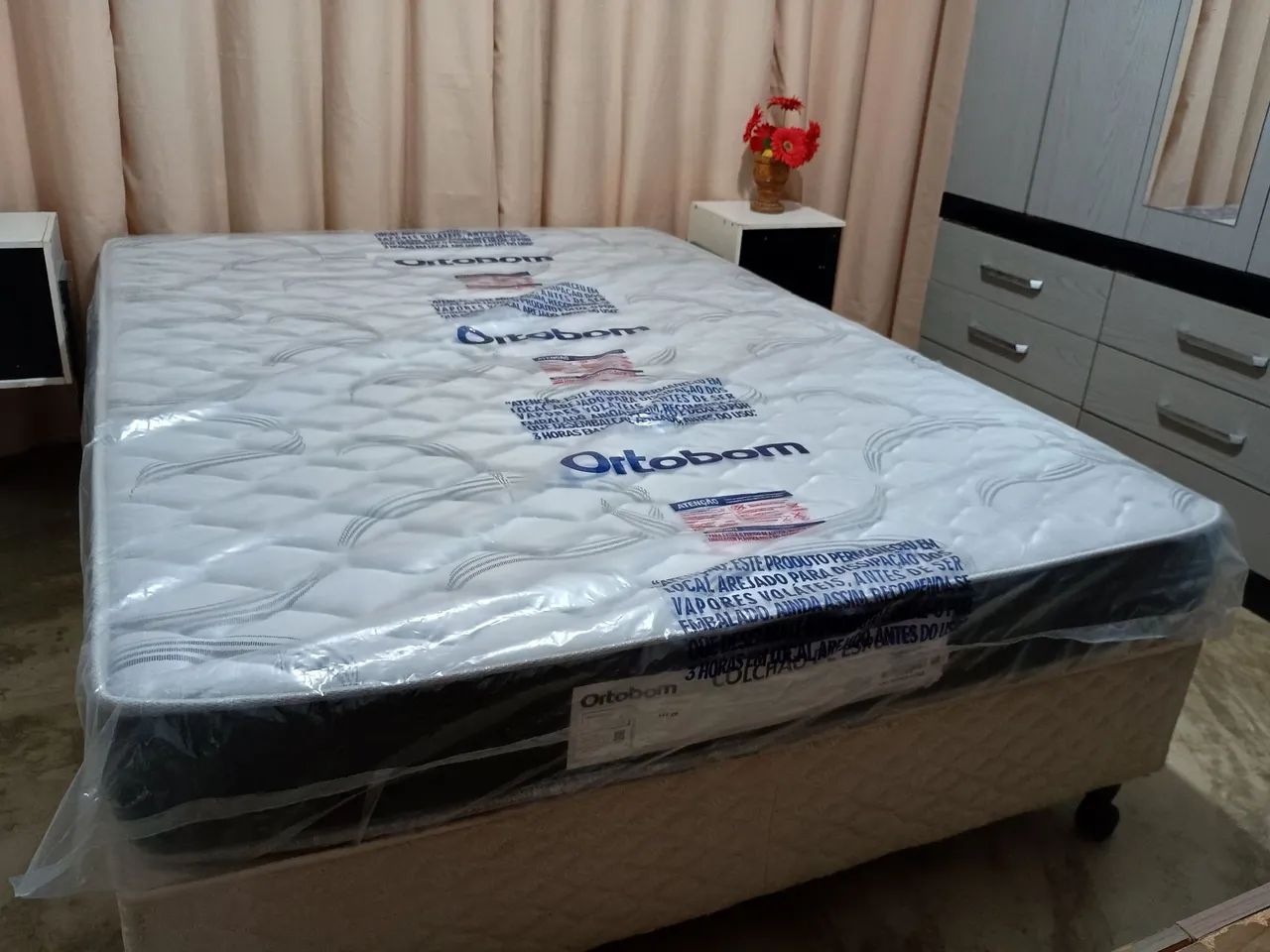 Cama de casal com colchão Ortobom espuma selada d28 - Foto 4