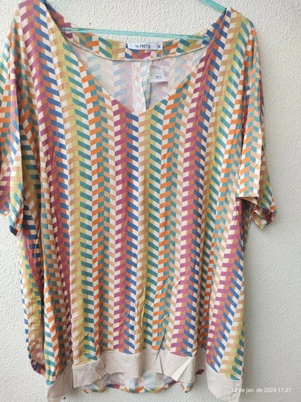 blusa estampada plus size manga curta tamanho G