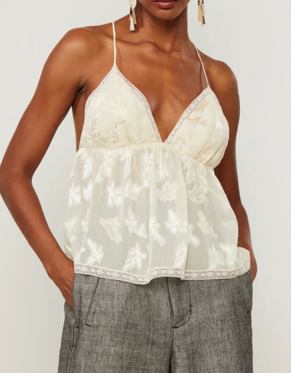 Top De Jacquard Peplum Bege - Animale  - Foto 3
