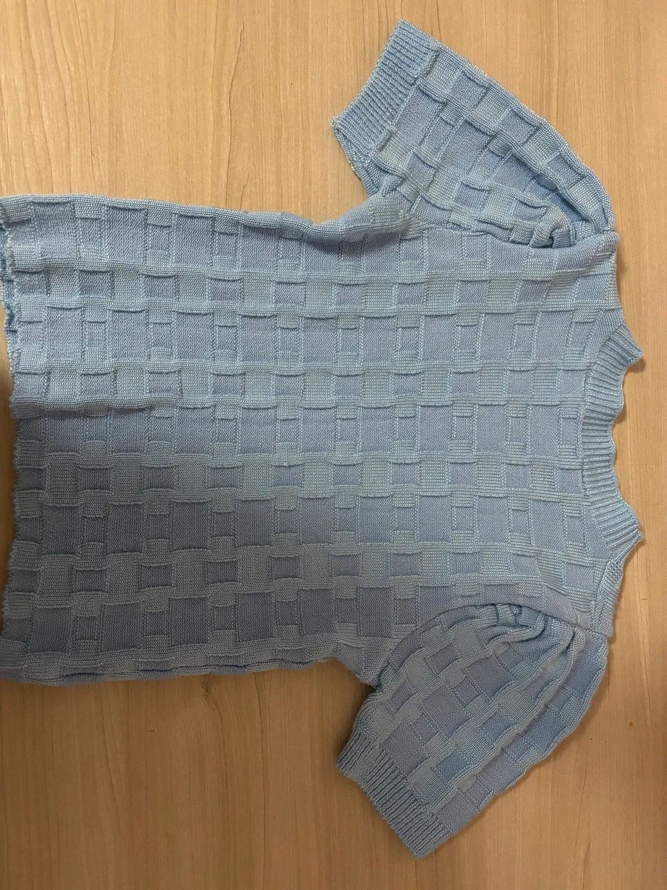 Blusa de tricot nova cor azul claro P