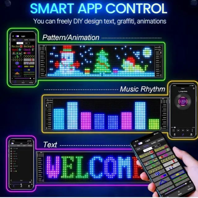 Painel Led Letreiro Matriz Digital Bluetooth Flex Carro  - Foto 3
