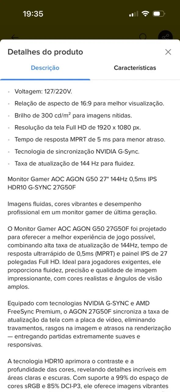 Monitor Gamer 27 polegadas e 144 Hertz AOC  - Foto 5