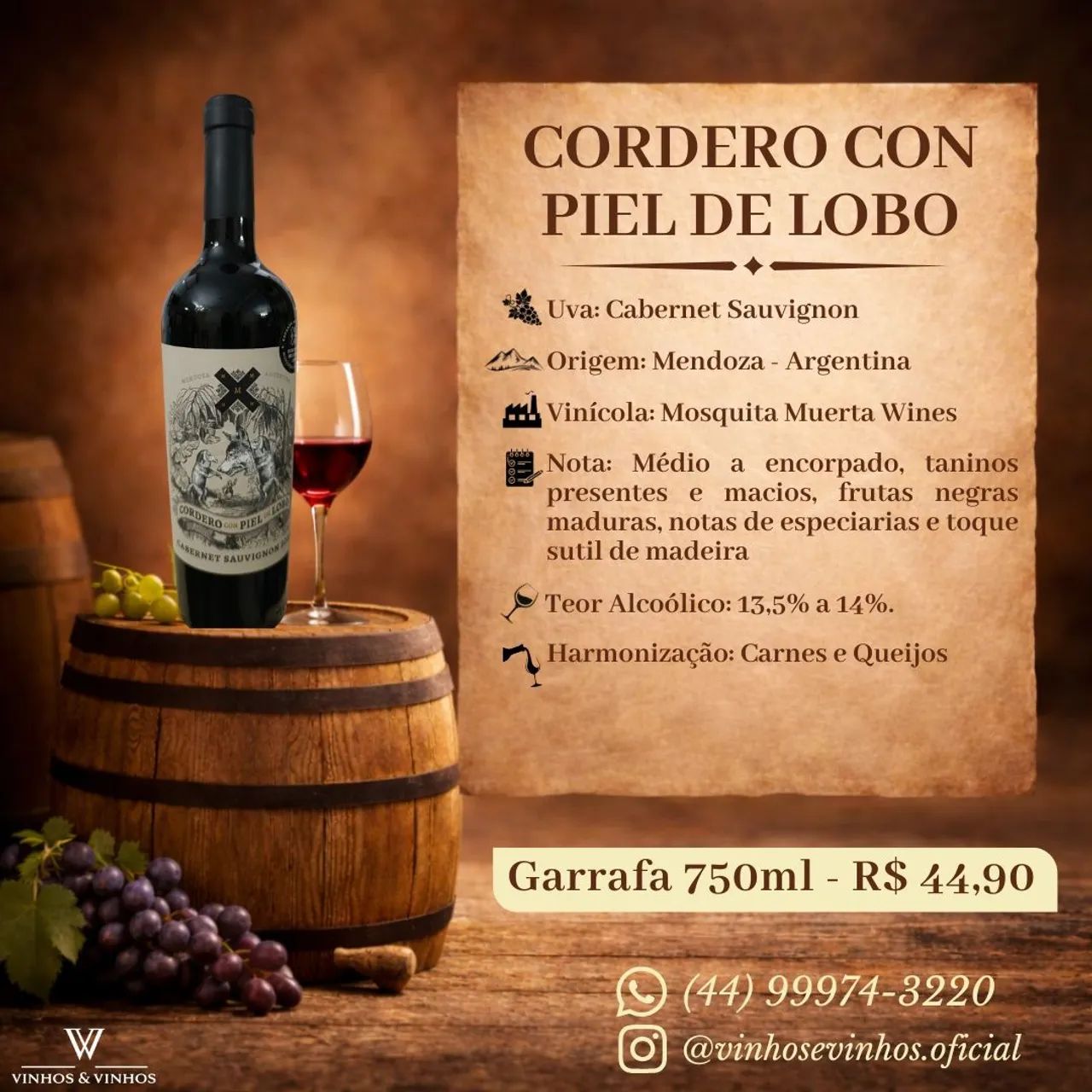VINHO CORDEIRO CON PIEL DE LOBO - CABERNET SAUVIGNON 
