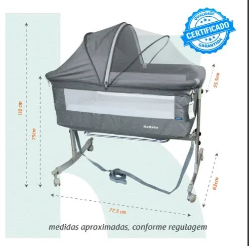 Berço Portátil Moisés Co-bed Balanço e cinta com mosquiteiro - Foto 5