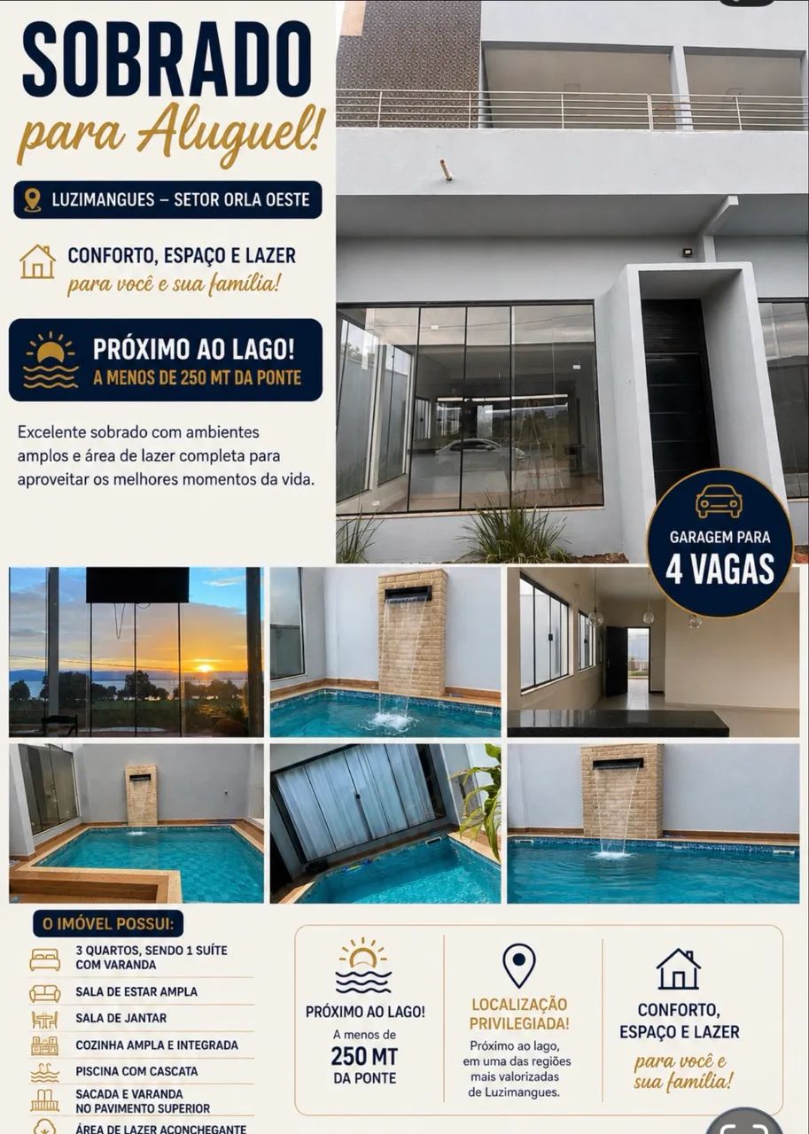 Sobrado com Piscina - Orla Oeste, Luzimangues