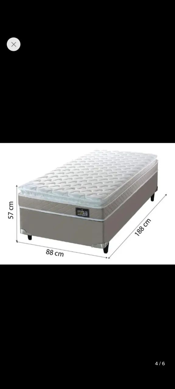 Cama solteiro box + colchão novo