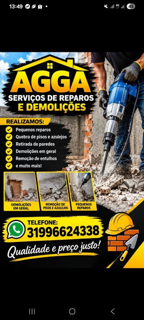 Pequenos reparos e demolições 
