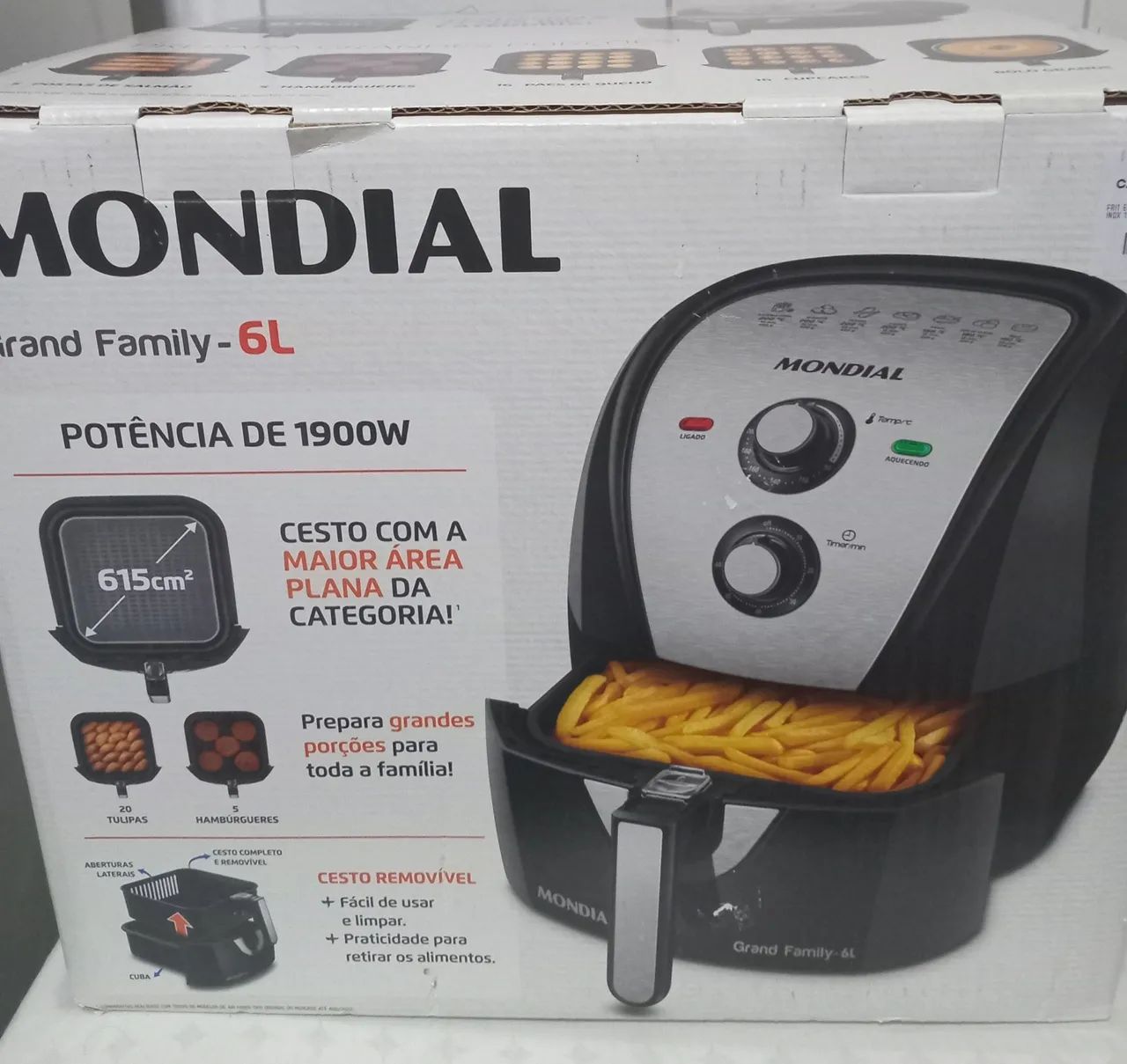 Air Fryer Mondial Grand Family 6 litros, Sem uso, na garantia 